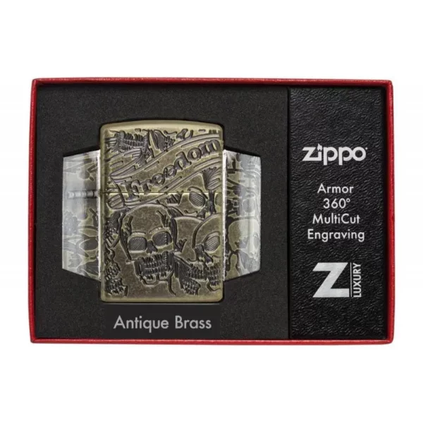 Зажигалка Armor™ Freedom Skull Antique Brass™ ZIPPO 49035 49035