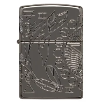 Зажигалка ZIPPO Armor® Wicca Design с покрытием Black Ice®, латунь/сталь, чёрная, 38x13x57 мм 49689