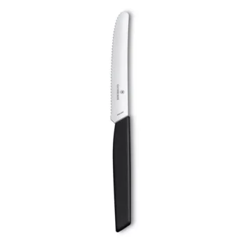 Нож столовый VICTORINOX Swiss Modern, волнистое лезвие 11 см с закруглённым кончиком, чёрный 6.9003.11W