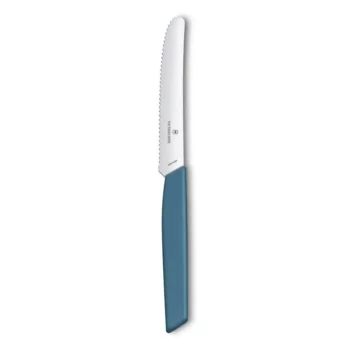 Нож столовый VICTORINOX Swiss Modern, волнистое лезвие 11 см с закруглённым кончиком, синий 6.9006.11W2