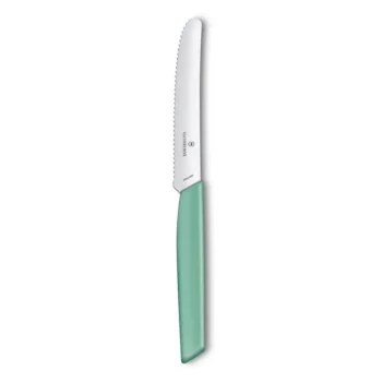 Нож столовый VICTORINOX Swiss Modern, волнистое лезвие 11 см с закруглённым кончиком, мятно-зелёный 6.9006.11W41