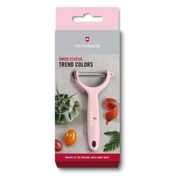 Нож для чистки томатов и киви VICTORINOX, двусторонее зубчатое лезвие, светло-розовая рукоять 7.6079.52