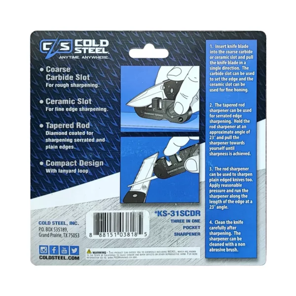 Точилка Cold Steel KS-31SCDR карманная комбинированная 3 в 1 KS-31SCDR