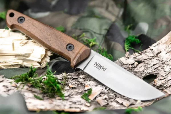 ТУРИСТИЧЕСКИЙ НОЖ NIKKI AUS-8 STONEWASH, ОРЕХ, КОЖА
